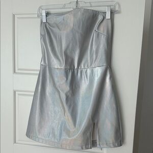 AFRM x Revolve Braylon Mini Dress in Iridescent Silver with Shorts